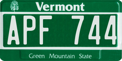 VT license plate APF744