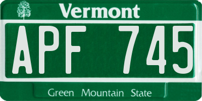 VT license plate APF745