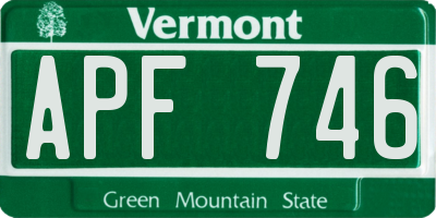 VT license plate APF746