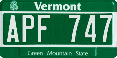 VT license plate APF747