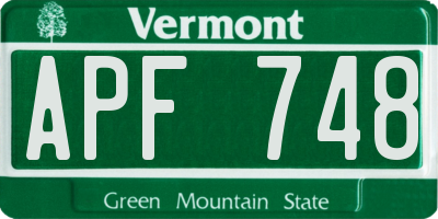 VT license plate APF748