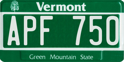 VT license plate APF750