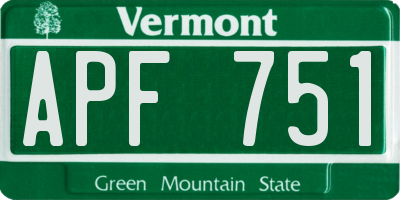 VT license plate APF751