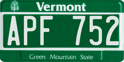 VT license plate APF752
