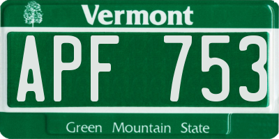 VT license plate APF753