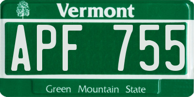 VT license plate APF755