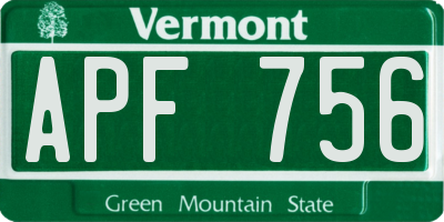 VT license plate APF756