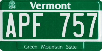 VT license plate APF757