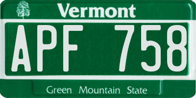 VT license plate APF758