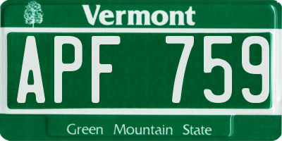 VT license plate APF759