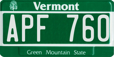 VT license plate APF760