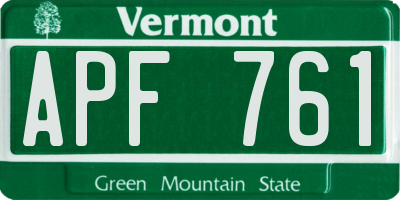 VT license plate APF761