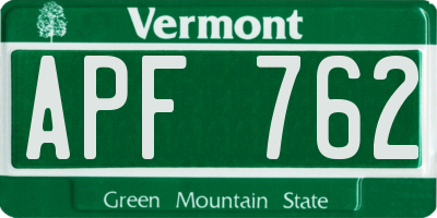 VT license plate APF762