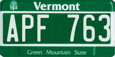 VT license plate APF763