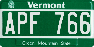 VT license plate APF766