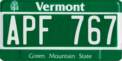 VT license plate APF767