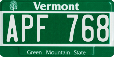 VT license plate APF768
