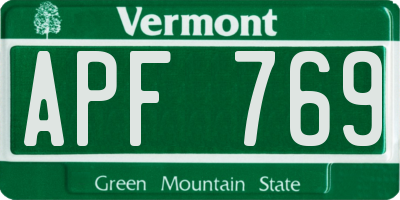 VT license plate APF769