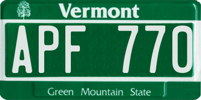 VT license plate APF770