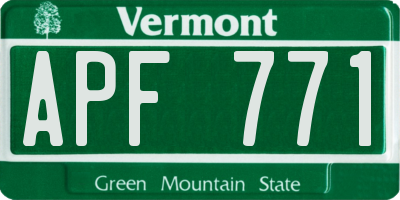 VT license plate APF771