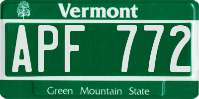 VT license plate APF772