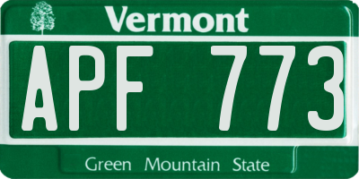 VT license plate APF773