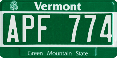 VT license plate APF774