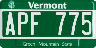 VT license plate APF775