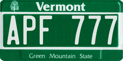 VT license plate APF777