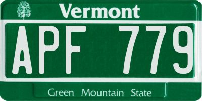 VT license plate APF779