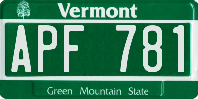 VT license plate APF781