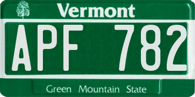 VT license plate APF782