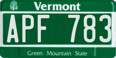 VT license plate APF783