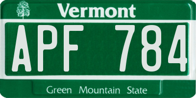 VT license plate APF784