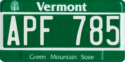 VT license plate APF785