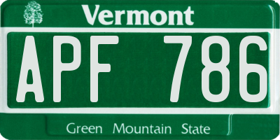 VT license plate APF786