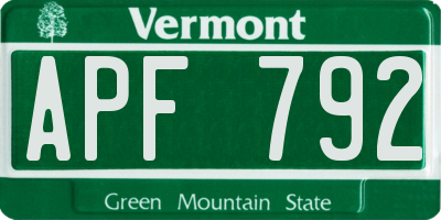 VT license plate APF792