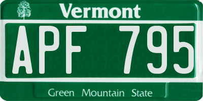 VT license plate APF795
