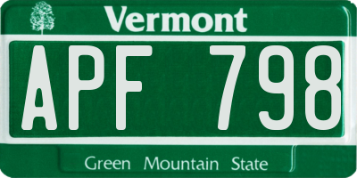 VT license plate APF798