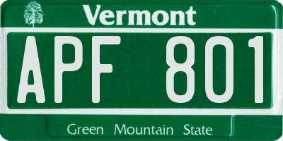 VT license plate APF801