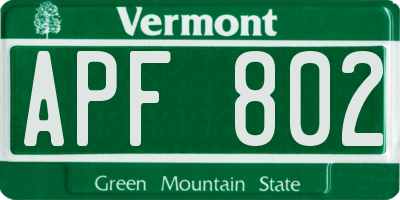 VT license plate APF802