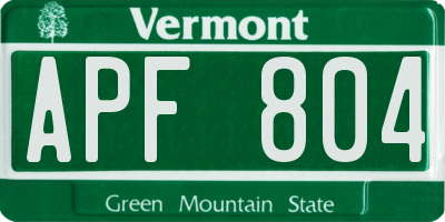 VT license plate APF804