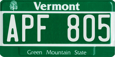 VT license plate APF805