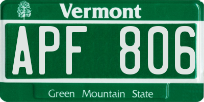 VT license plate APF806