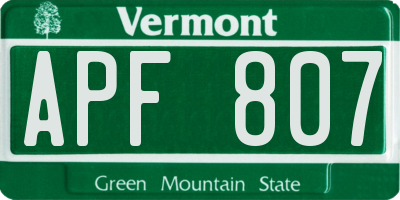 VT license plate APF807