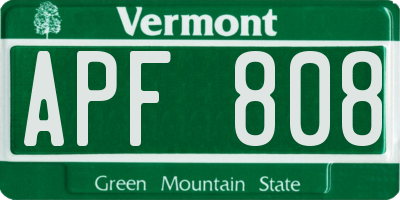 VT license plate APF808