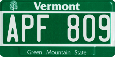 VT license plate APF809