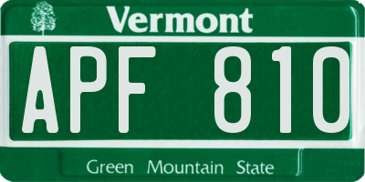 VT license plate APF810
