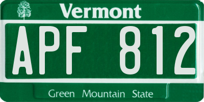 VT license plate APF812