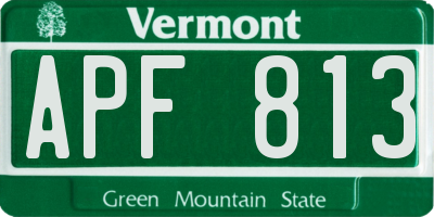 VT license plate APF813